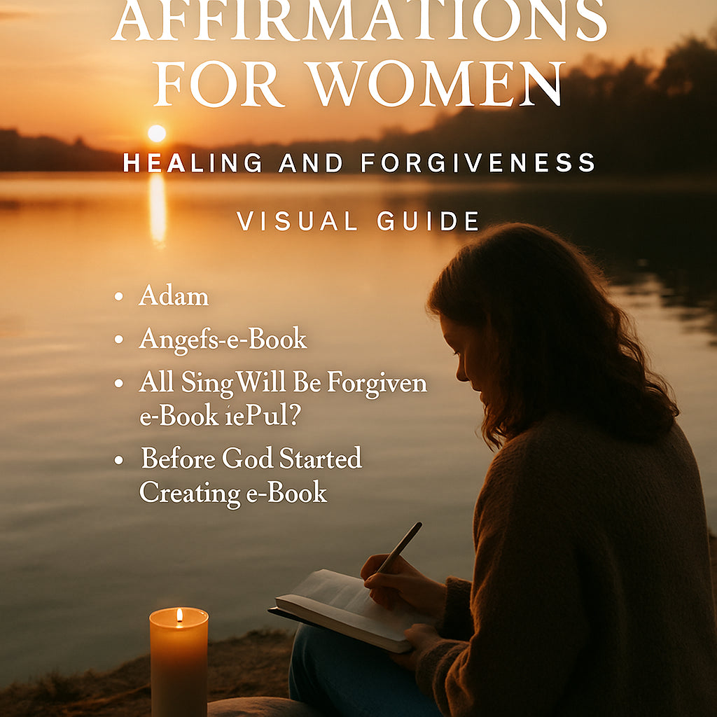 A serene sunrise over a calm lake, a woman sitting with a journal and a candle, soft light reflecting off the water. Alt: Christian affirmations for women healing and forgiveness visual guide